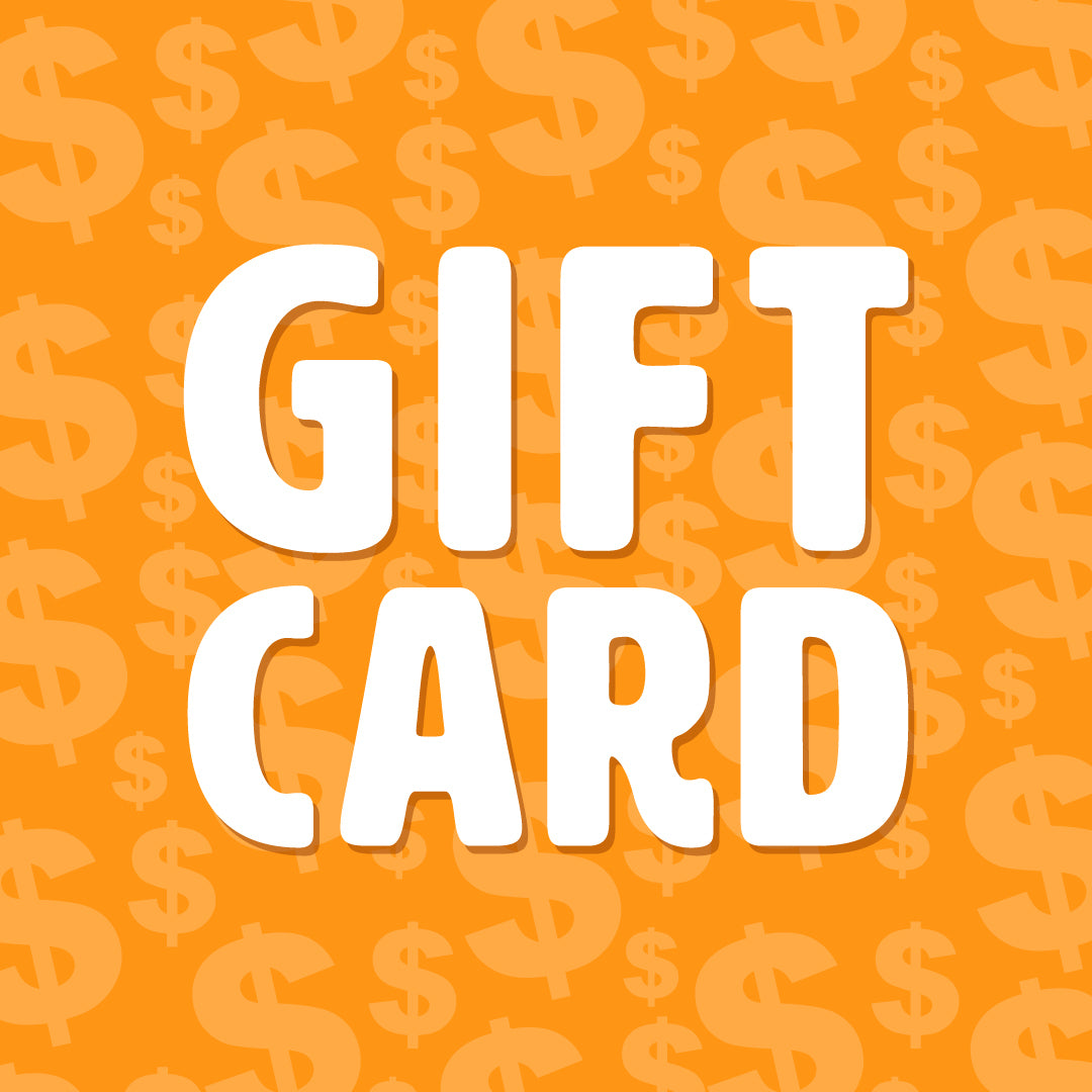 An orange background with repeated dollar signs and the words "Unstable Games Gift Card" in large white letters in the center, showcasing how Electronic Gift Cards make for the easiest gift.