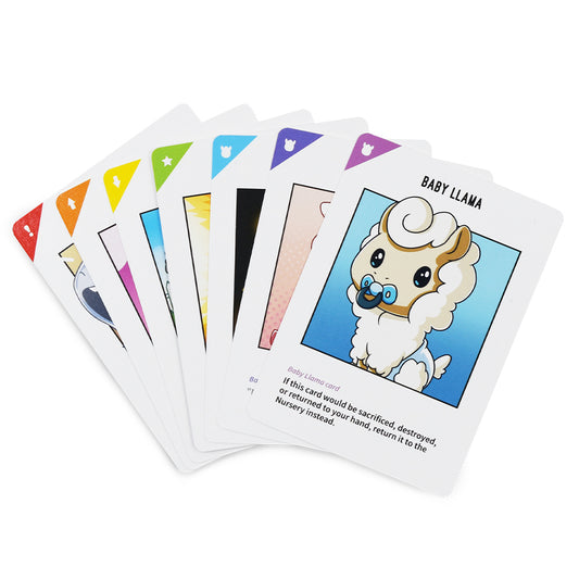 A fan of colorful playing cards spread out, featuring a 