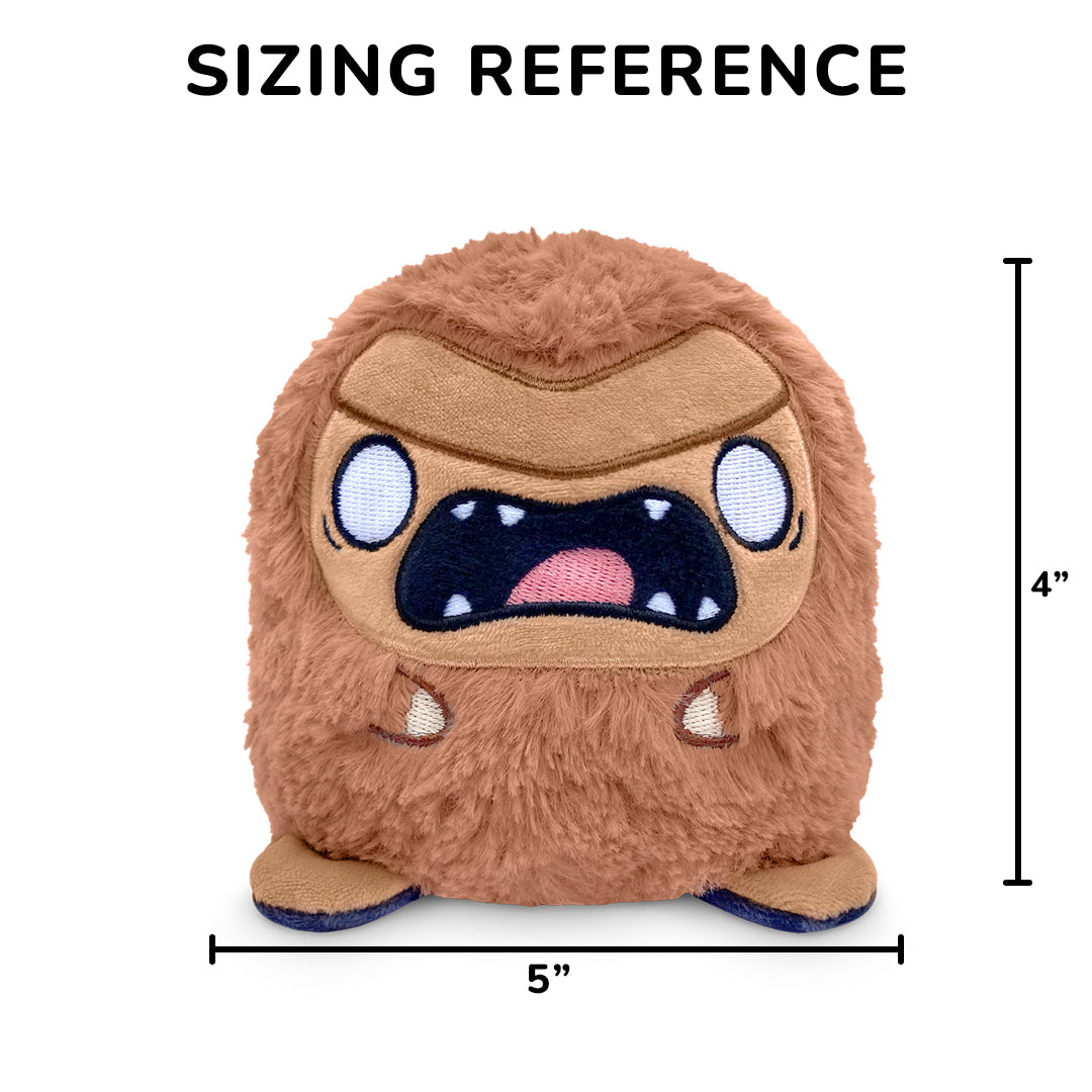 Twisted Cryptids: Bigfoot 4" Reversible Plushie sizing reference of 4 inches