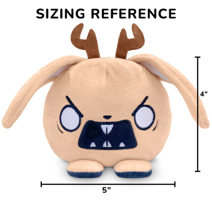 Twisted Cryptids: Jackalope 4" Reversible Plushie with a sizing reference of 4 inches