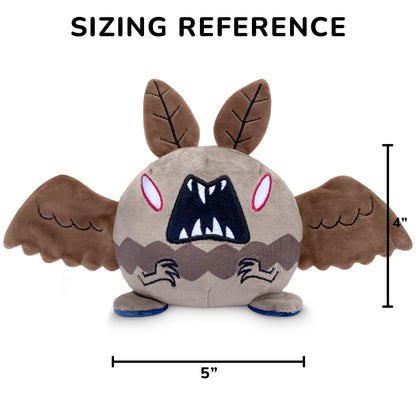 Twisted Cryptids: Mothman 4" Reversible Plushie with a sizing reference of 4 inches