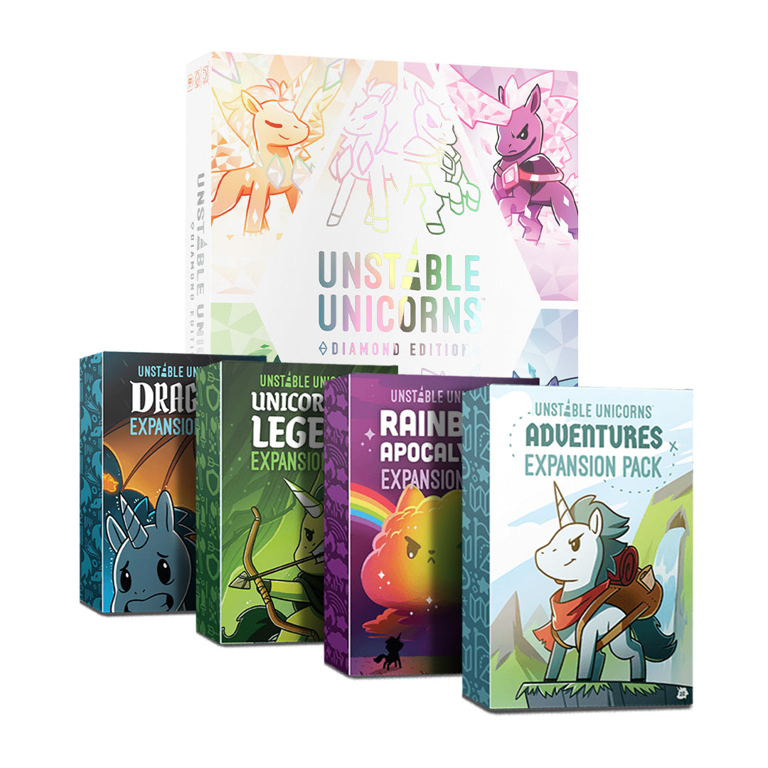 Unstable Unicorns: Diamond Edition: Base Game + 4 Expansion Bundle ...