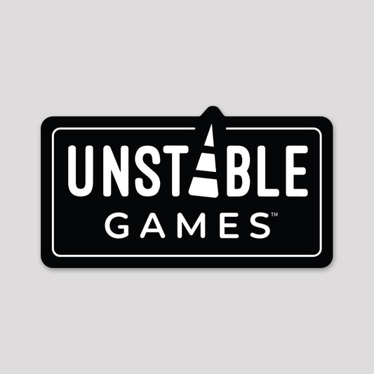 Black and white logo of Unstable Games, featuring stylized text and a triangle above the letter 'a,' displayed on a rectangular background.
